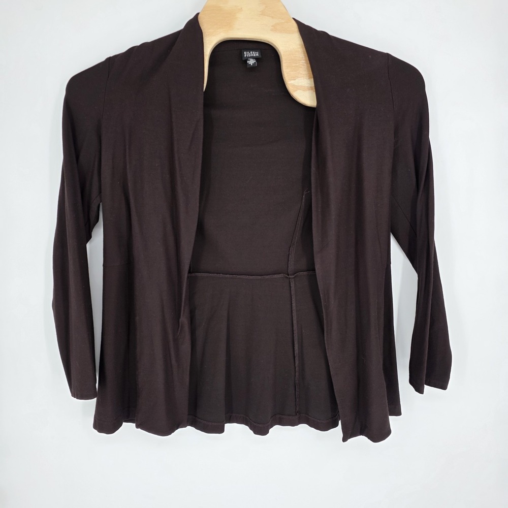 Eileen Fisher Sweater Womens Small Brown Open Front Cardigan Premium Preppy City
